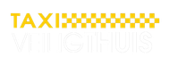 Een geel-wit geblokt logo voor een taxibedrijf.