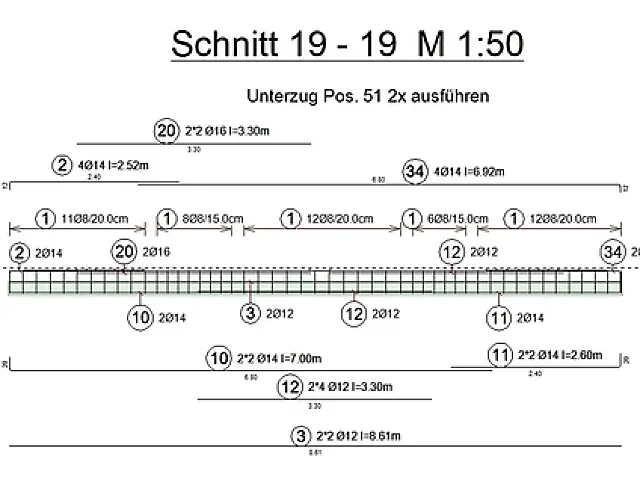 Bewehrungsplan Unterzug