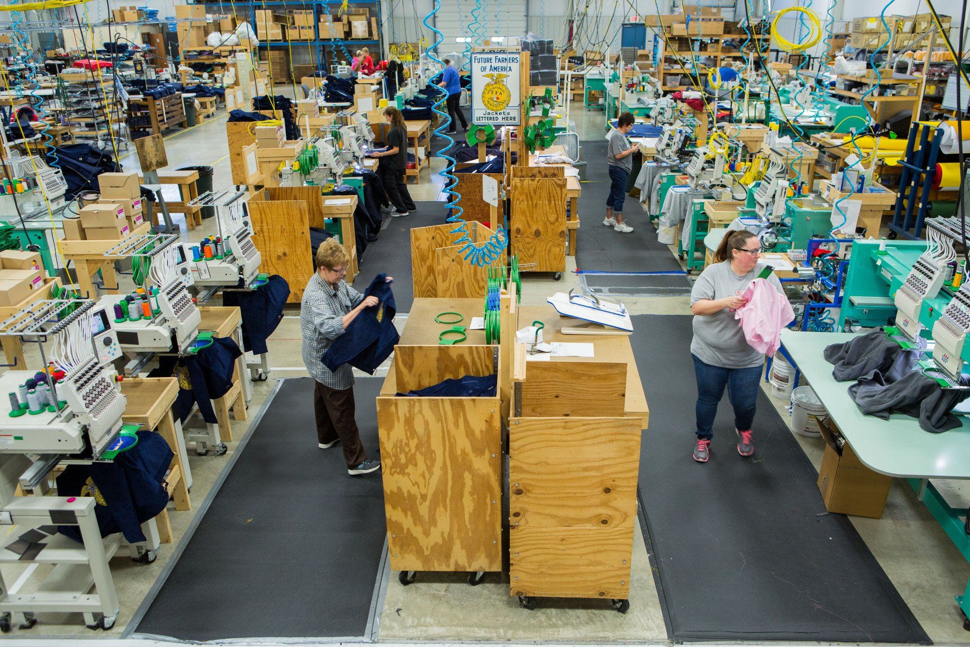 A workspace for sewing and custom patchwork.