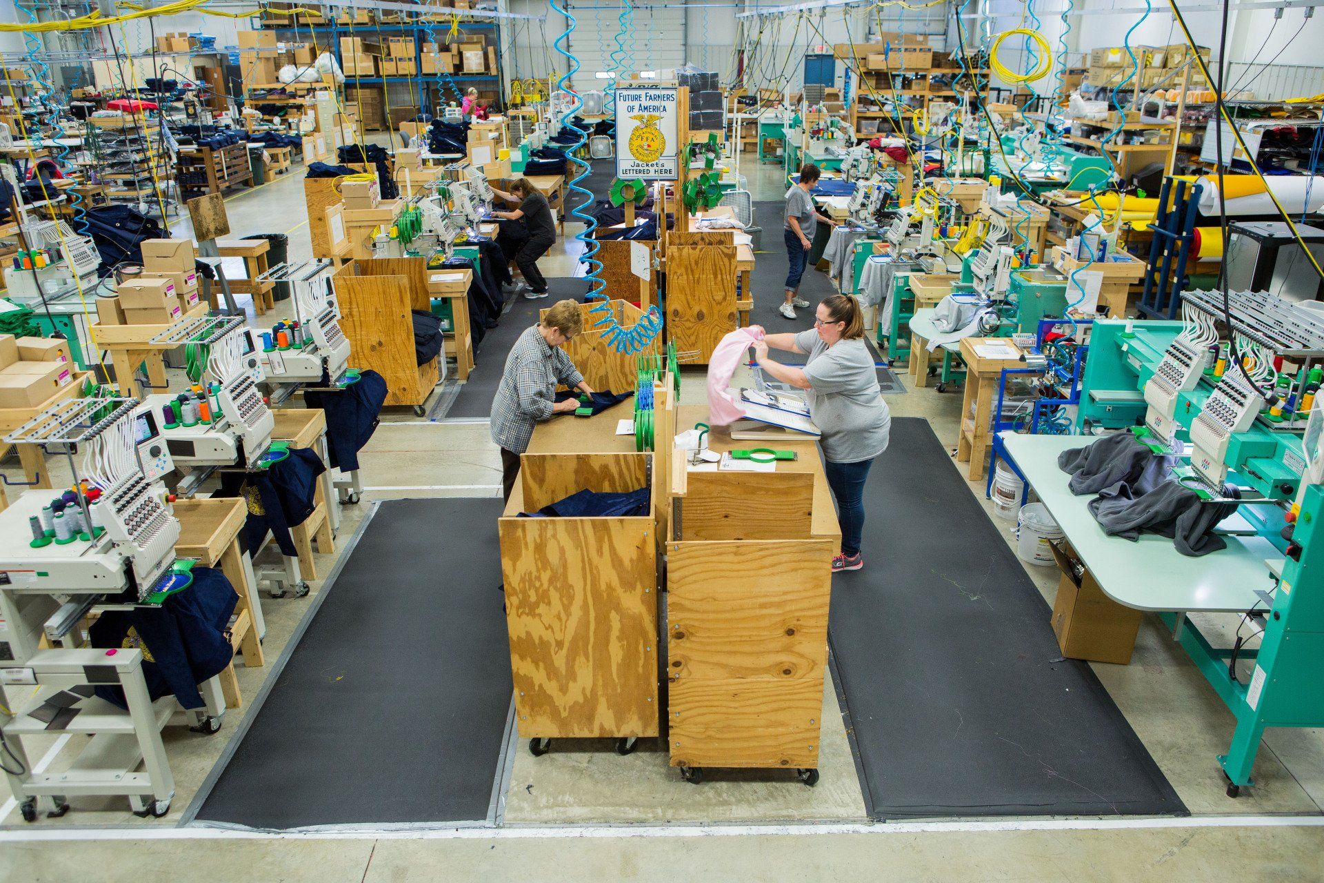 A workspace for sewing and custom patchwork.
