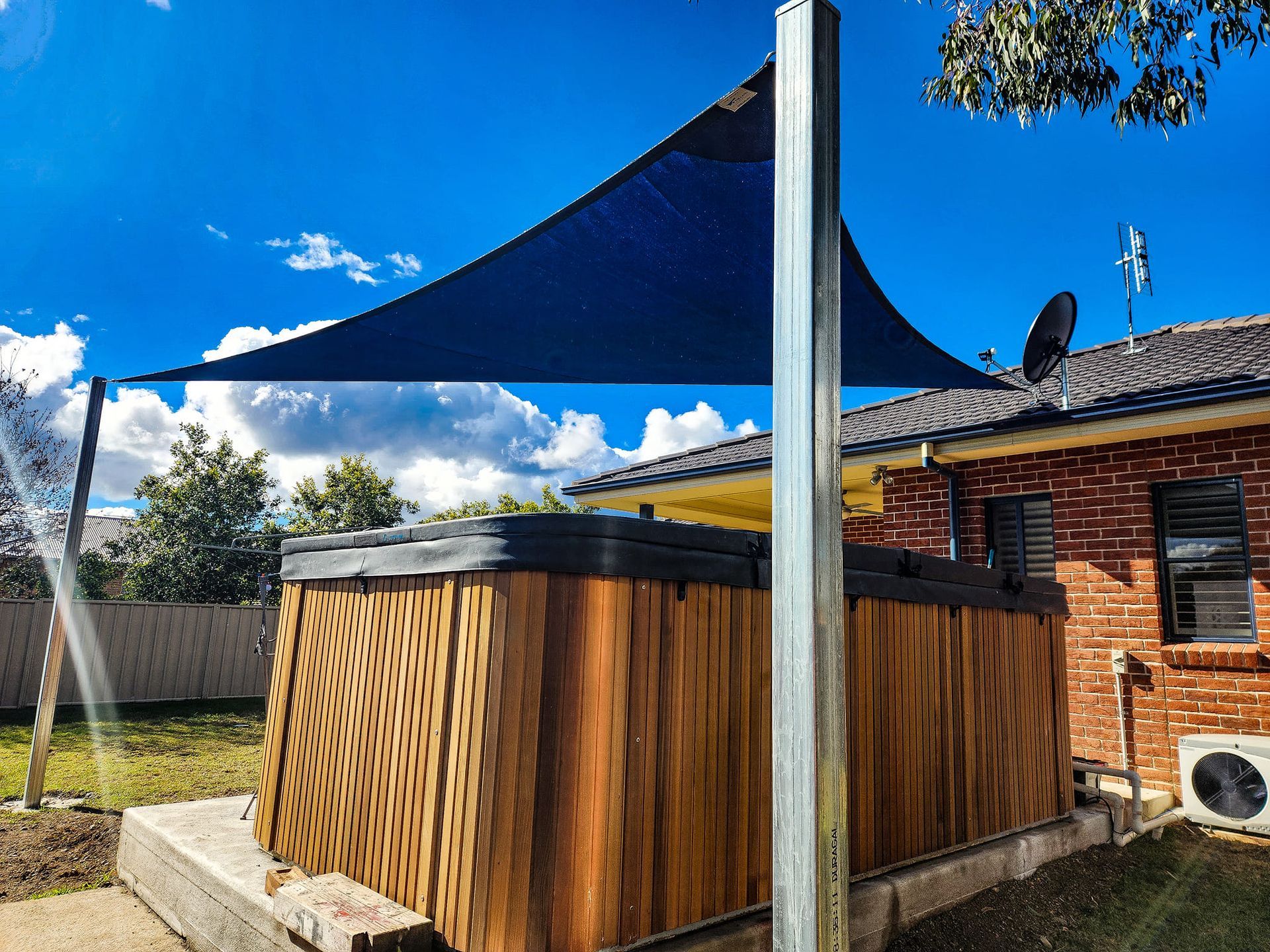 Shade Sail Over a Hot Tub - New England Shade Sails in North Tamworth, NSW