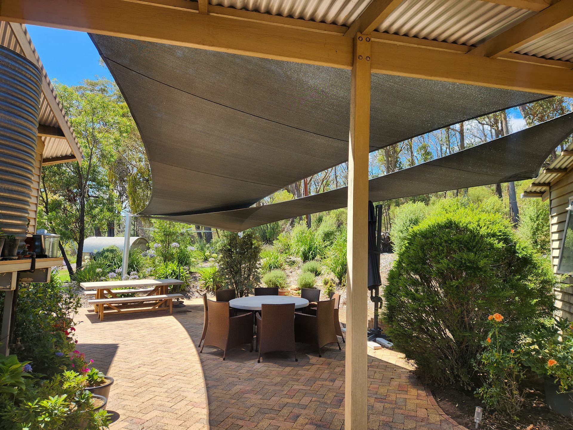 Shade Sail Over a Garden - New England Shade Sails in North Tamworth, NSW