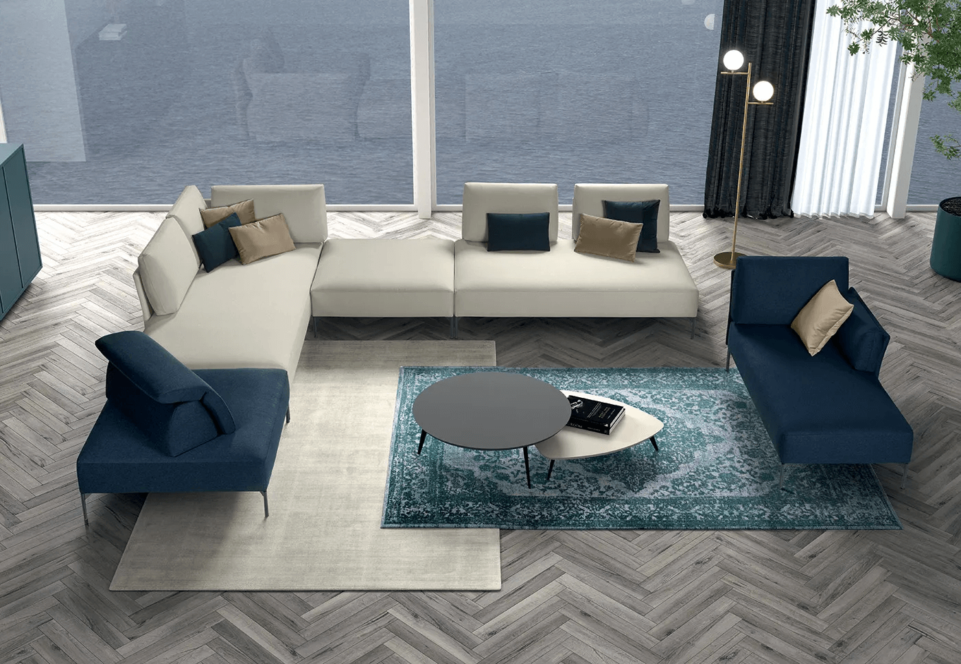 divano angolare bianco