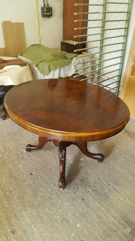 Walnut hall table veneers - re-laid & re-polished