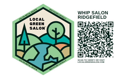 A sticker with a qr code for whip salon ridgefield