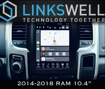 A picture of a car dashboard with the words linkswell technology together