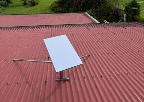 White Starlink Satellite Dish on a Gray Mount — Milton Electrical Projects In Kaban, QLD