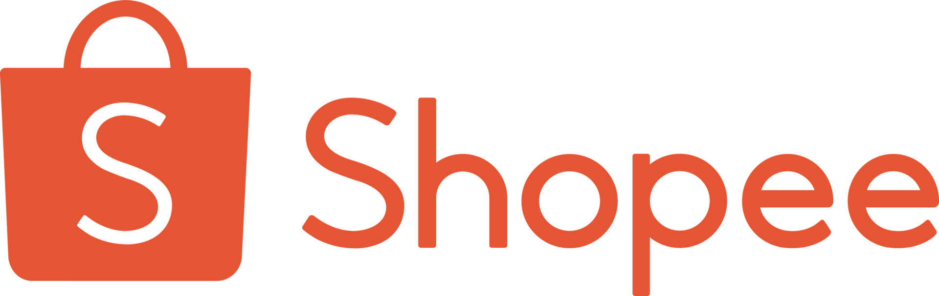 Shopee logo: orange shopping bag icon with a white