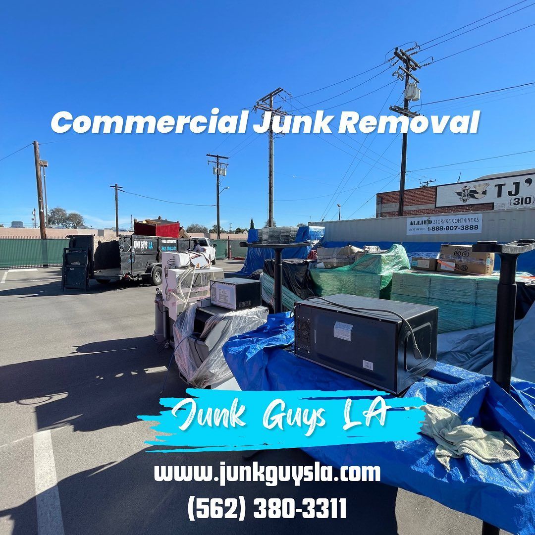 Junk Guys LA team performing commercial junk removal service, clearing out warehouse, lot or business space