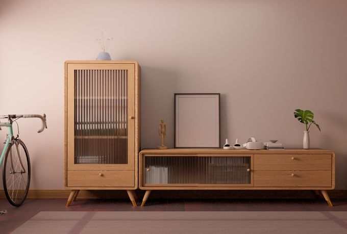 minimalist scandinavian living room with wood