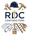 Logo for RDC Contractors: tools surround the name, with a cross in the center.