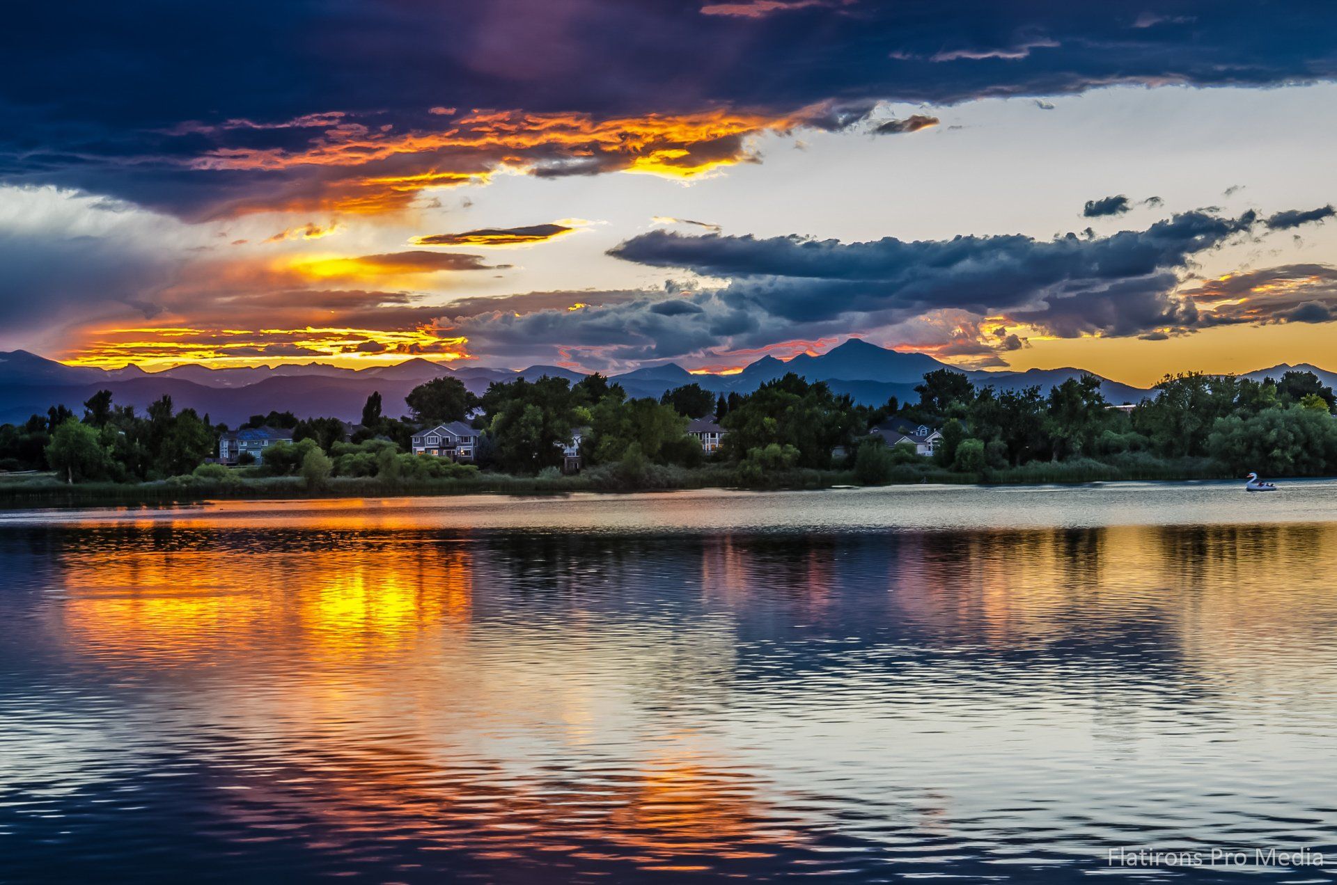 Lake view at dusk Lafayette, Colorado. Photo Credit Lafayette-Waneka Lake.flatironspromedia.JPG