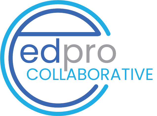 A blue and white logo for Edpro Collaborative