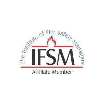 Logo of The Institute of Fire Safety Managers, with "IFSM" and a flame icon. "Affiliate Member" text.