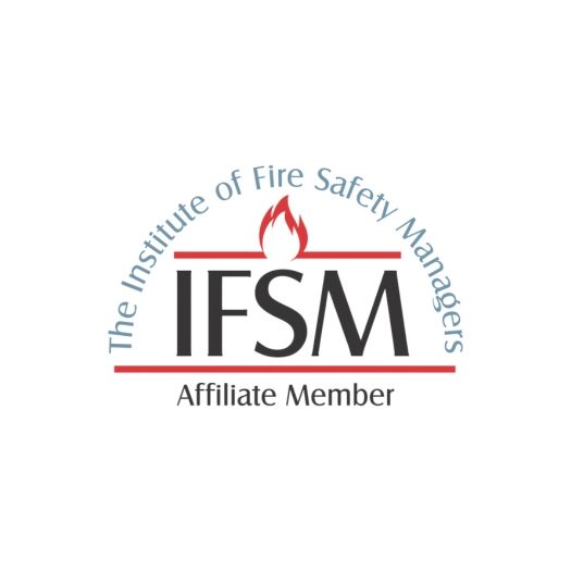 Logo of The Institute of Fire Safety Managers, with "IFSM" and a flame icon. "Affiliate Member" text.