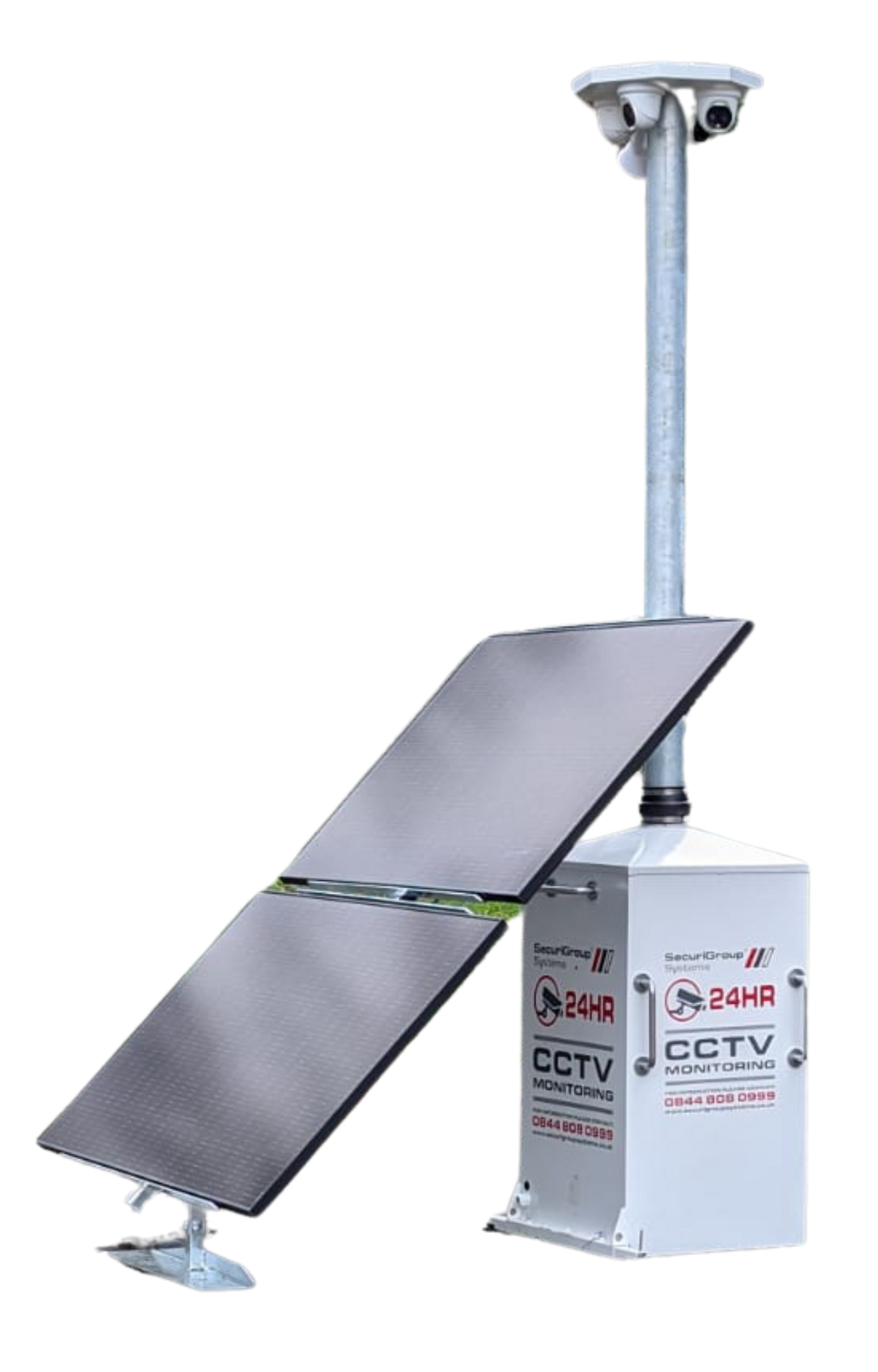 A cctv box with a solar panel attached to it