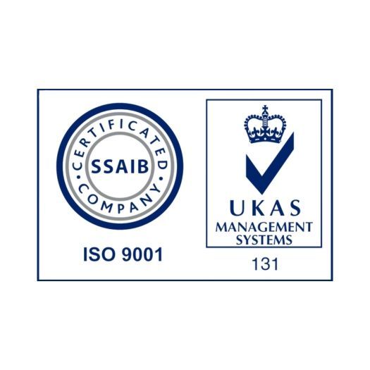 SSAIB ISO 9001 and UKAS Management Systems certification logos.