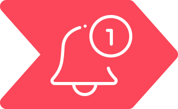 Red notification icon with bell and number 