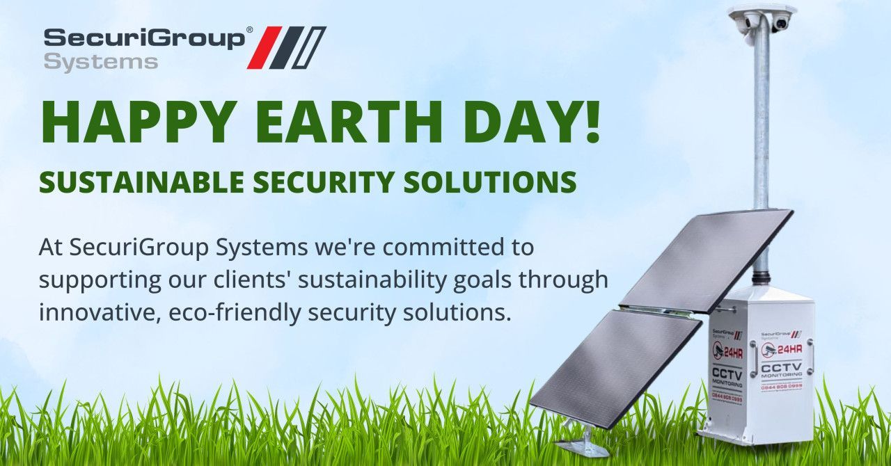 An advertisement for sustainable security solutions for earth day
