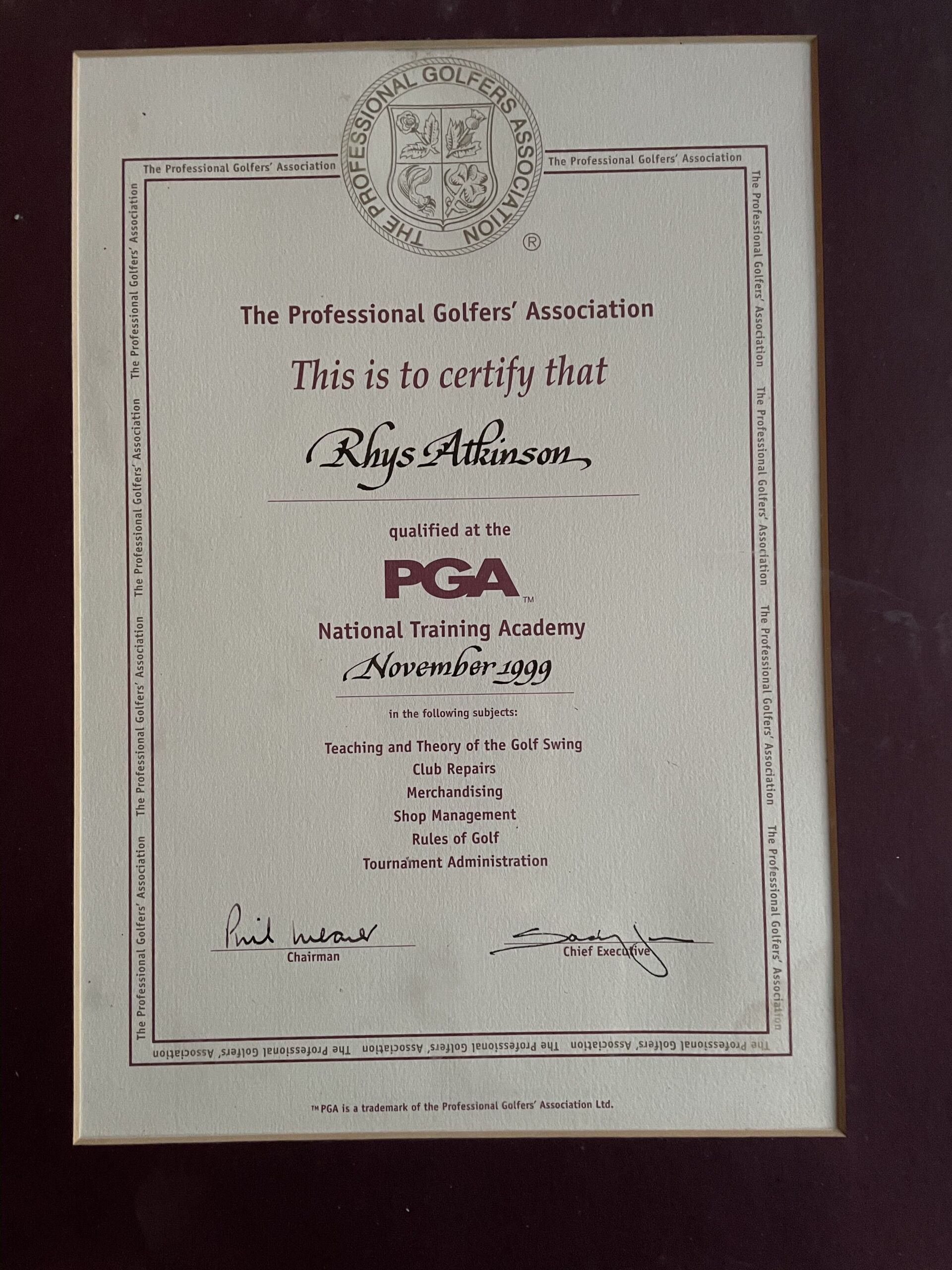 Qualification as a PGA Pro