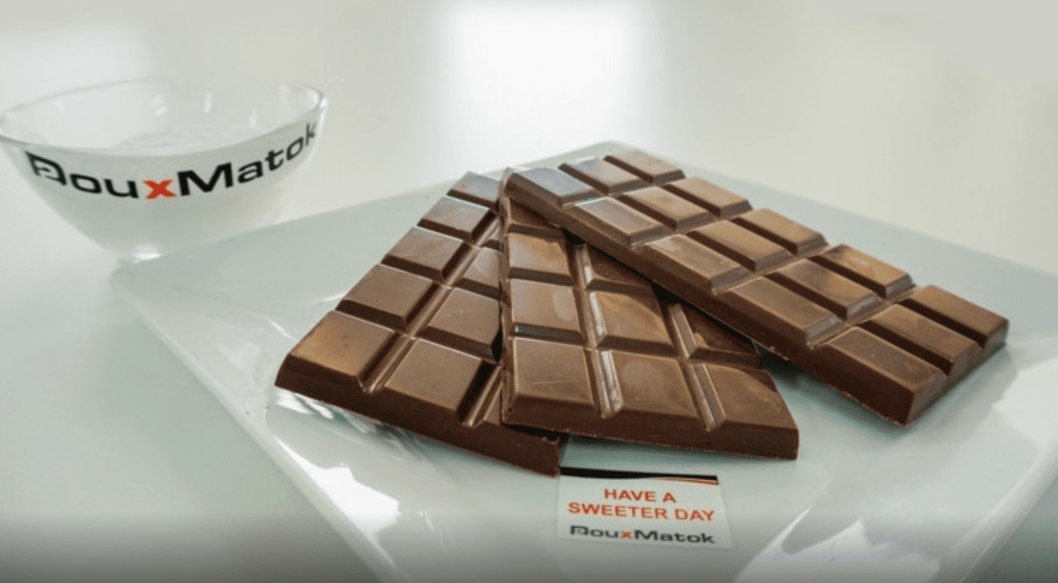Chocolate bars made with DouxMatok Sugar