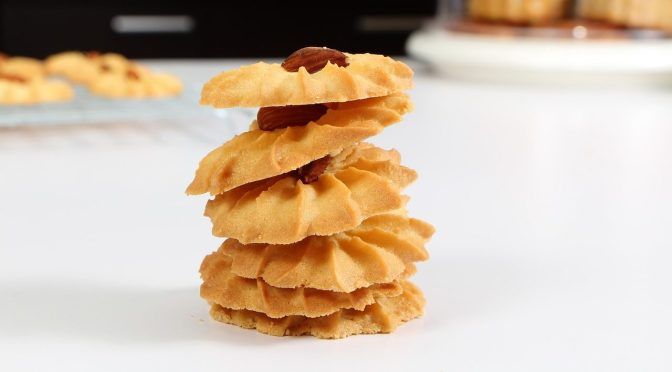 Cookies stacked on top of one another