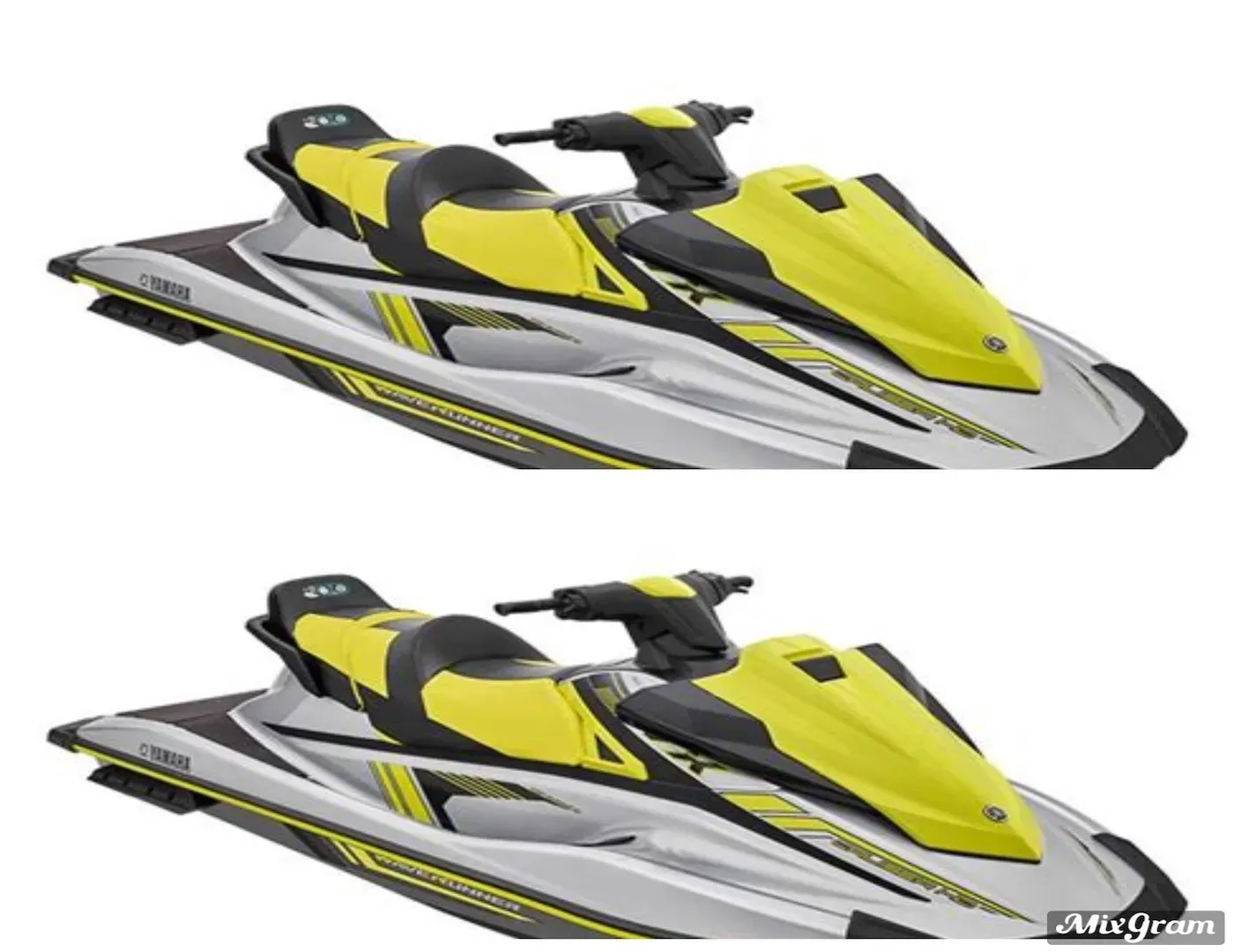 Two yellow and gray jet ski rentals on Lake Hartwell and Keowee.