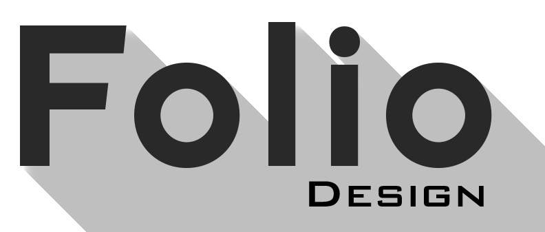 un logo pour la conception de folio avec une longue ombre