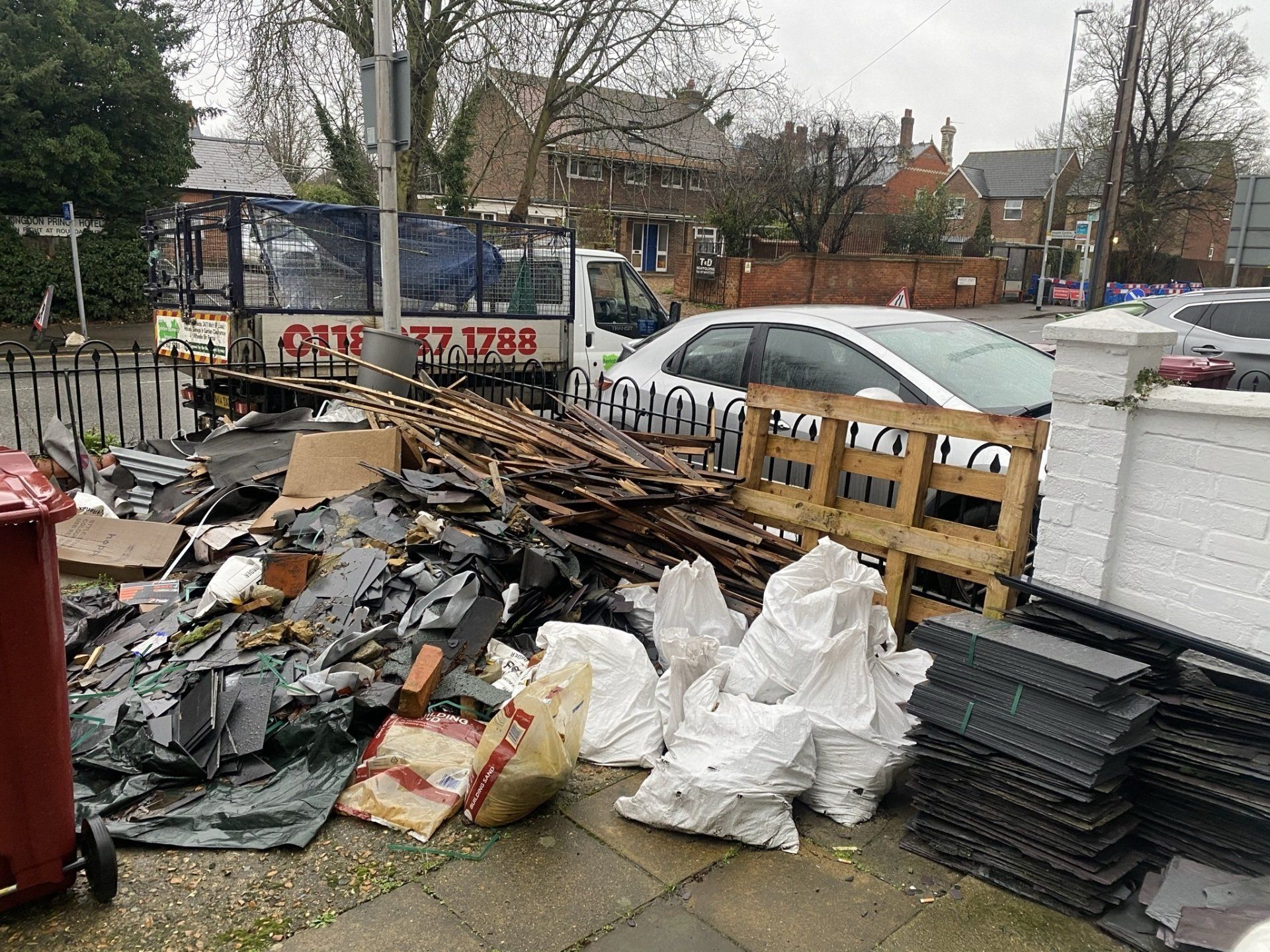 ROOFERS WASTE DISPOSAL IN WHITLEY STREET READING BEFORE WOOD TILES RUBBLE SACKS