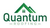 Quantum Roofing logo: green house icon above dark green text, "Quantum Roofing."