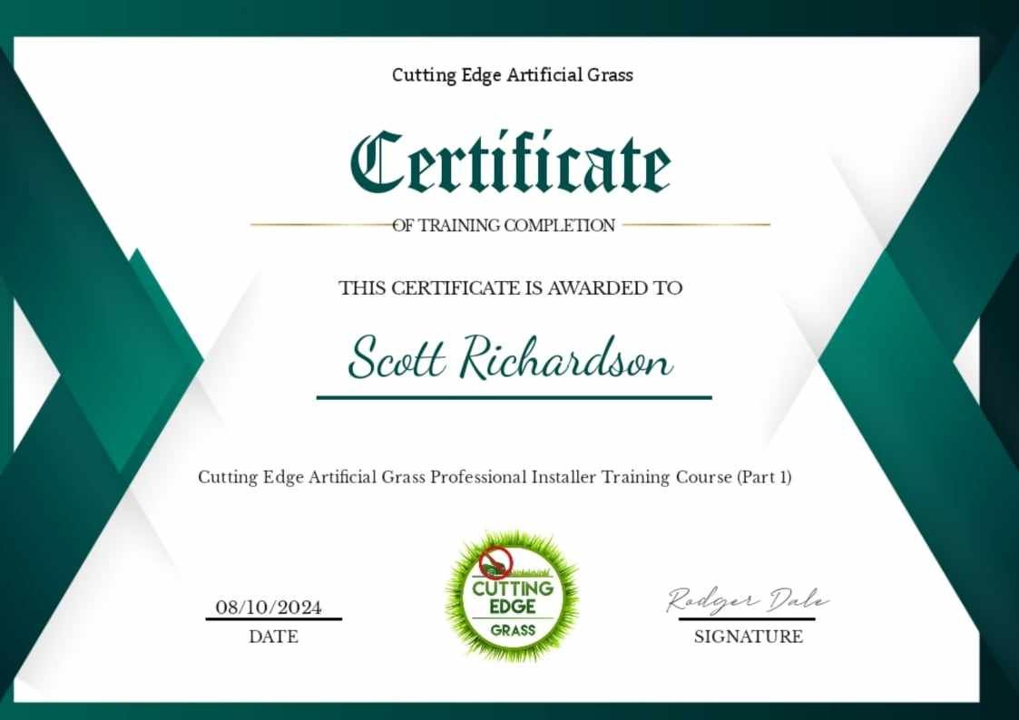 Artificial grass certified, professional installation training courses by Cutting Edge Artificial Grass, North Ayrshire