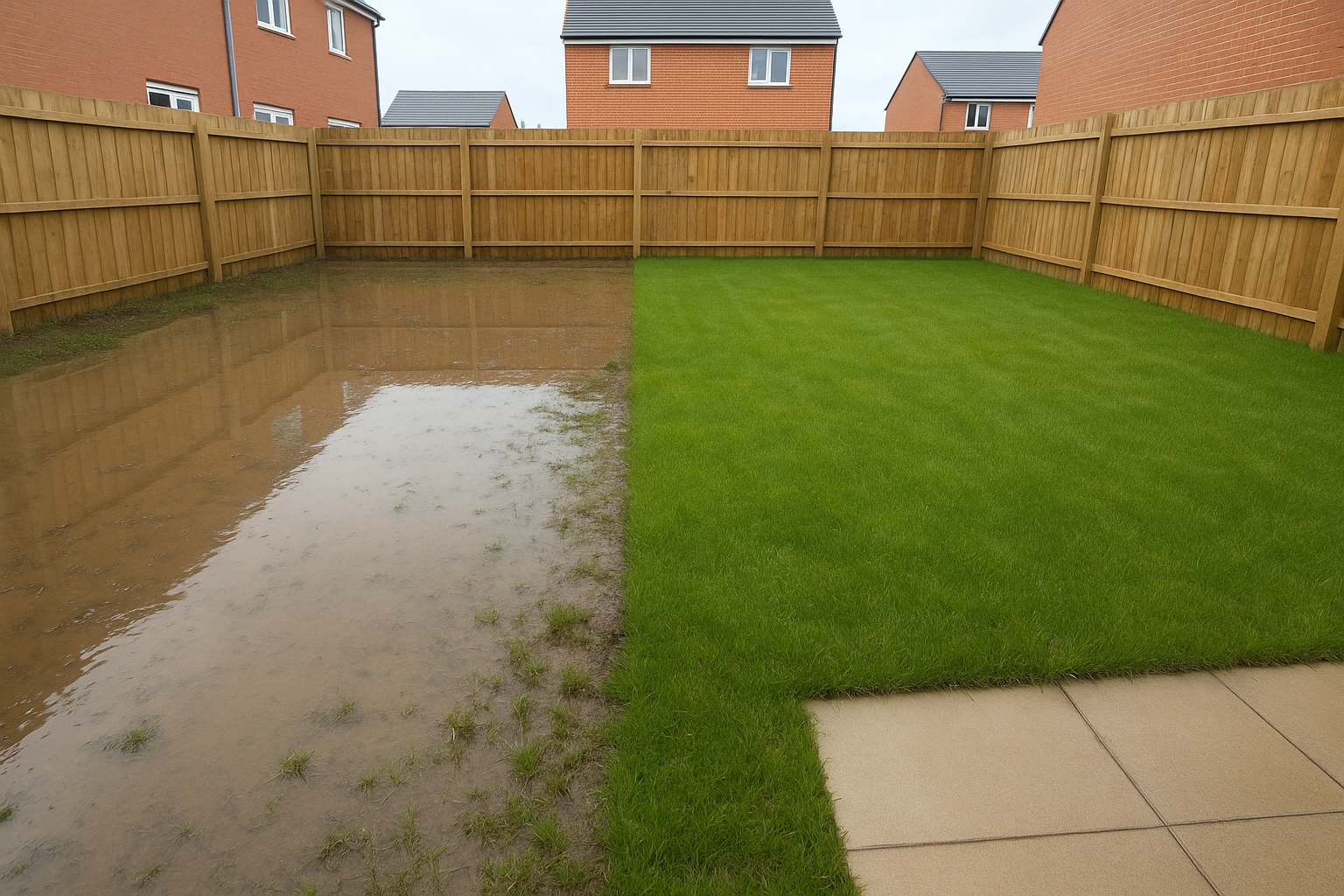 New build housing garden drainage solutions in Irvine, North Ayrshire