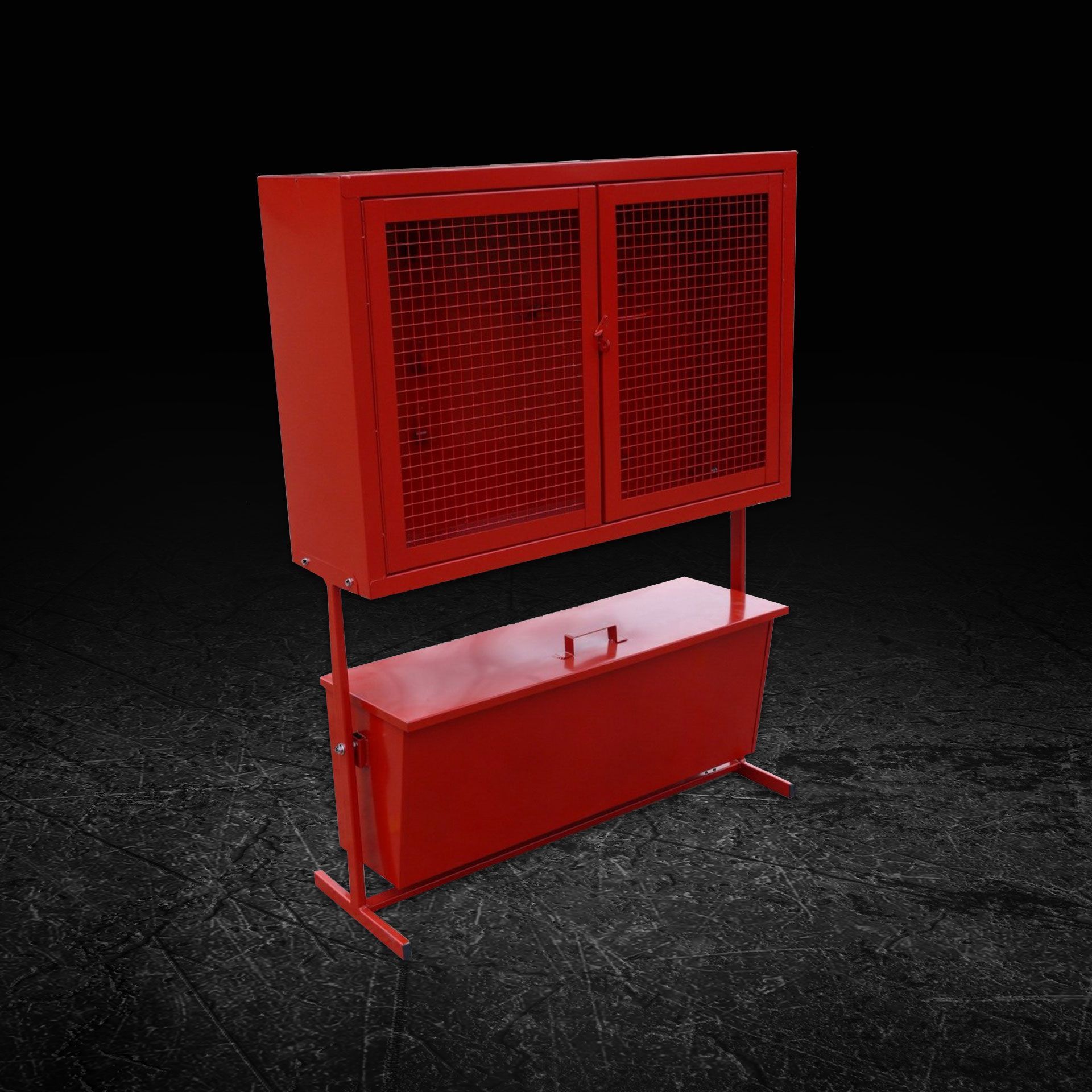 Priešgaisrinis skydas su smėlio dėže