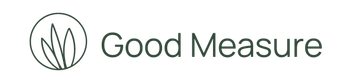 Good Measure logo with a circular leaf icon and green text on white background