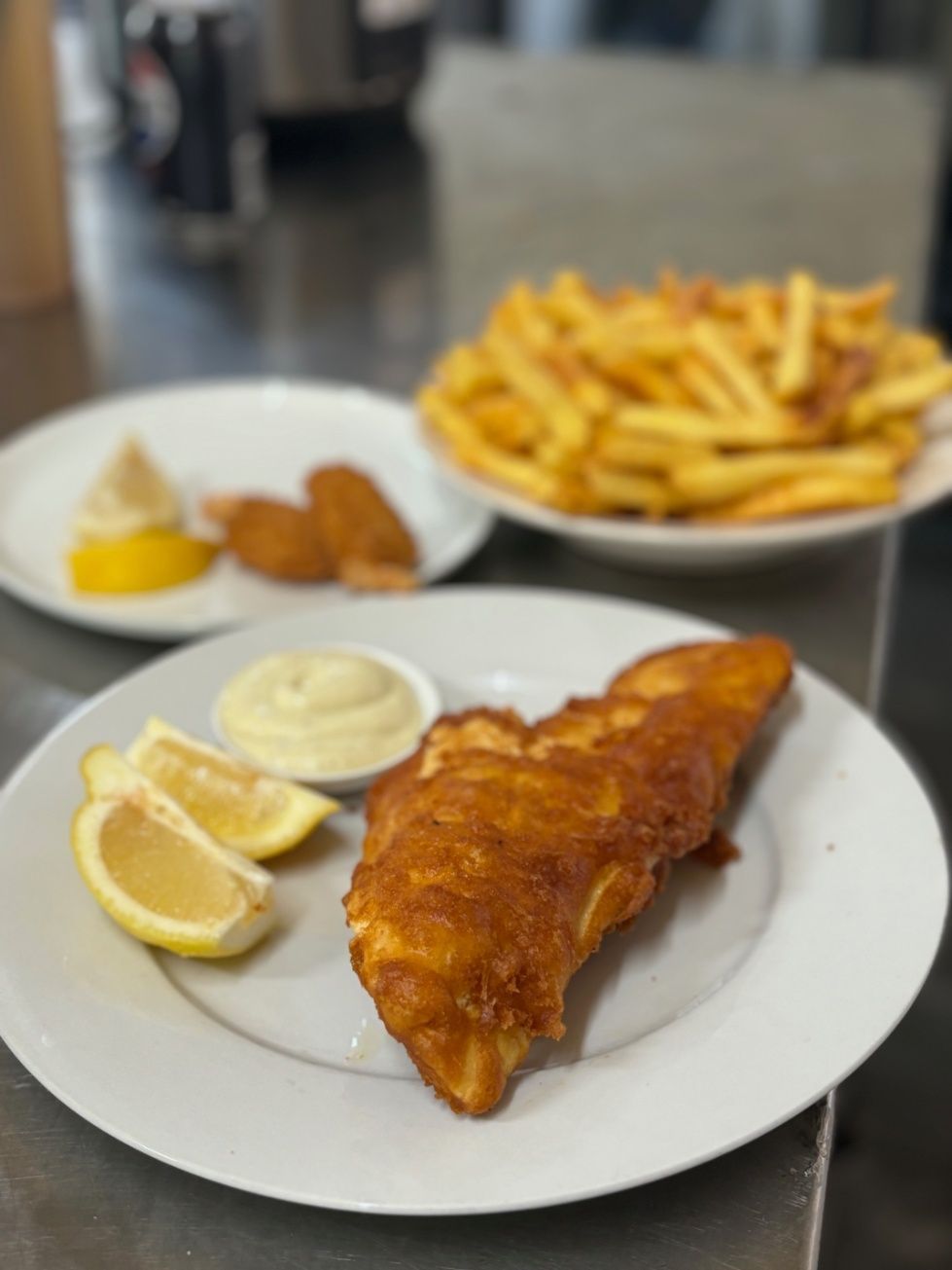 Battered Fish and Bowl Of Chips— Kinka Kippa in Kinka Beach