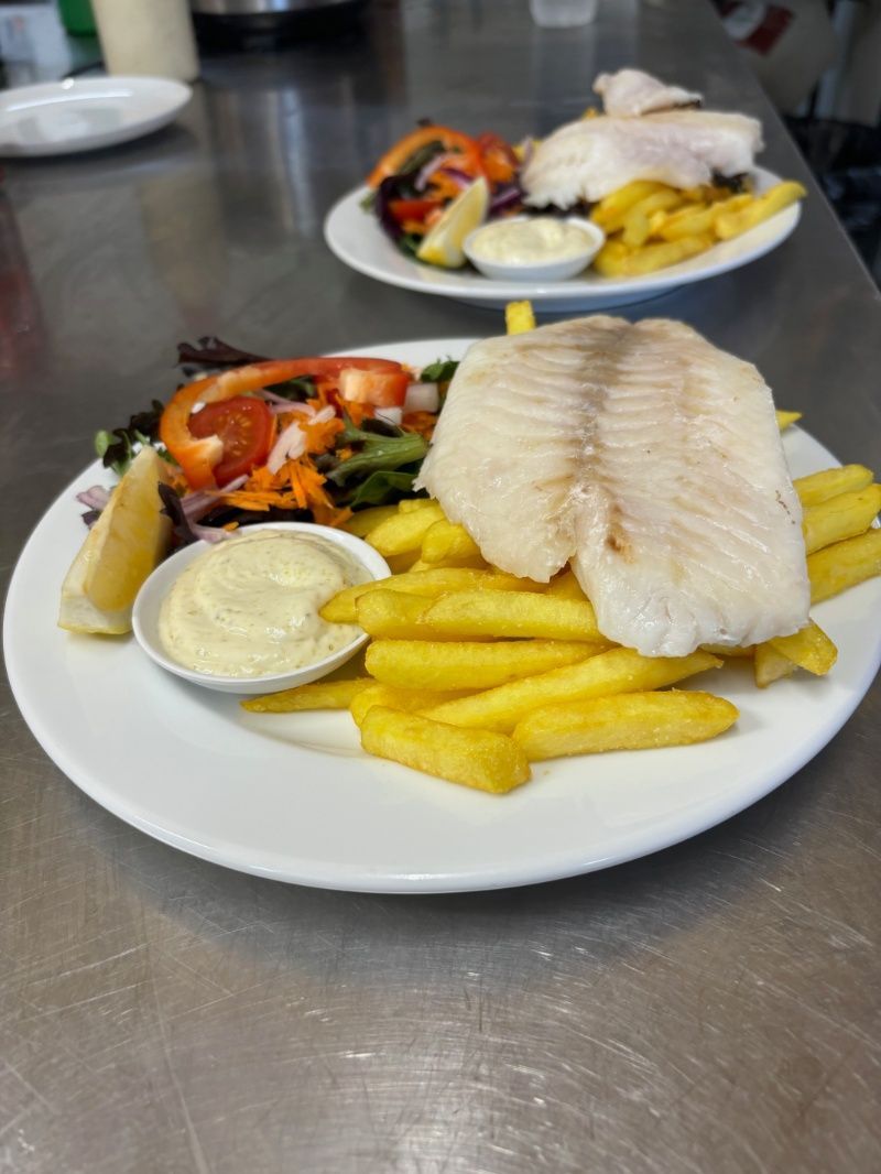 Grilled Fish, Chips and Salad — Kinka Kippa in Kinka Beach