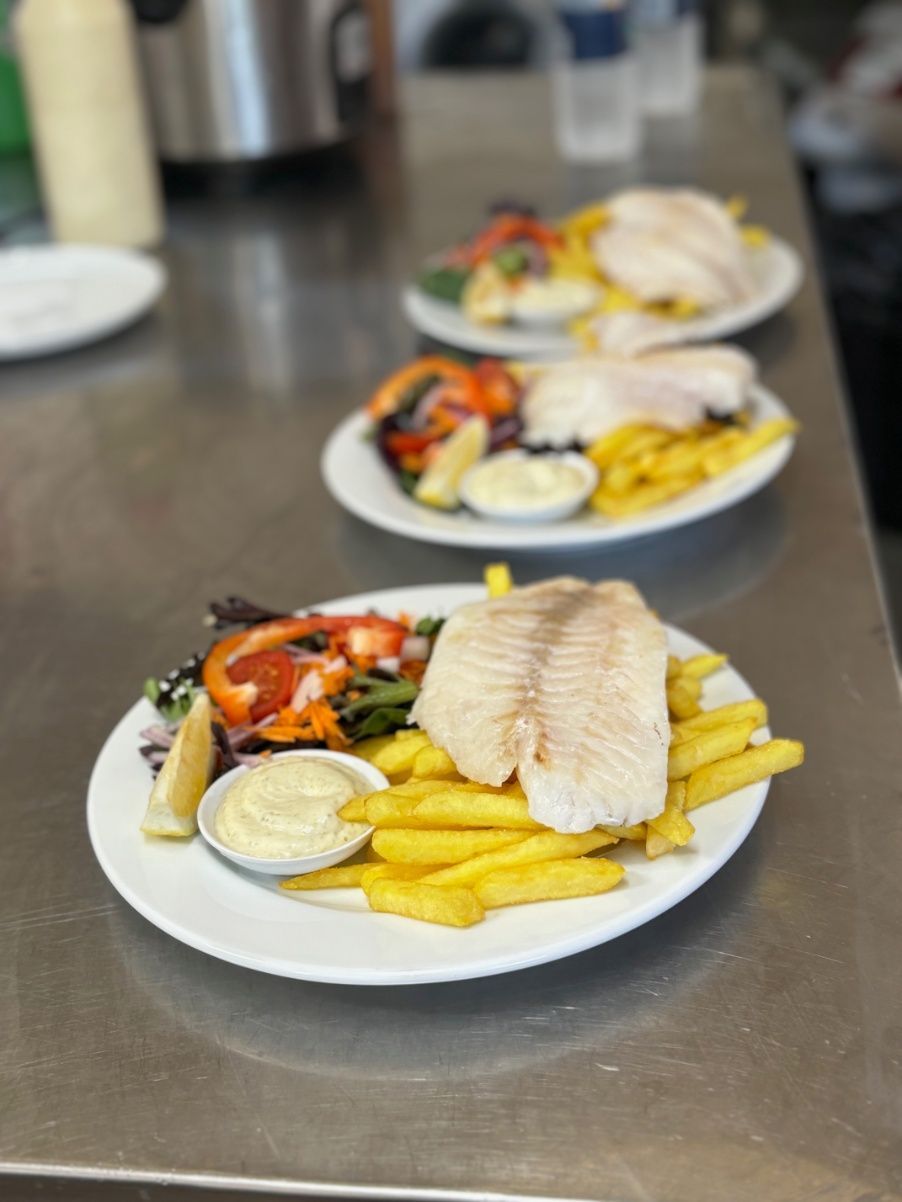 Grilled Fish with Chips and Salad — Kinka Kippa in Kinka Beach