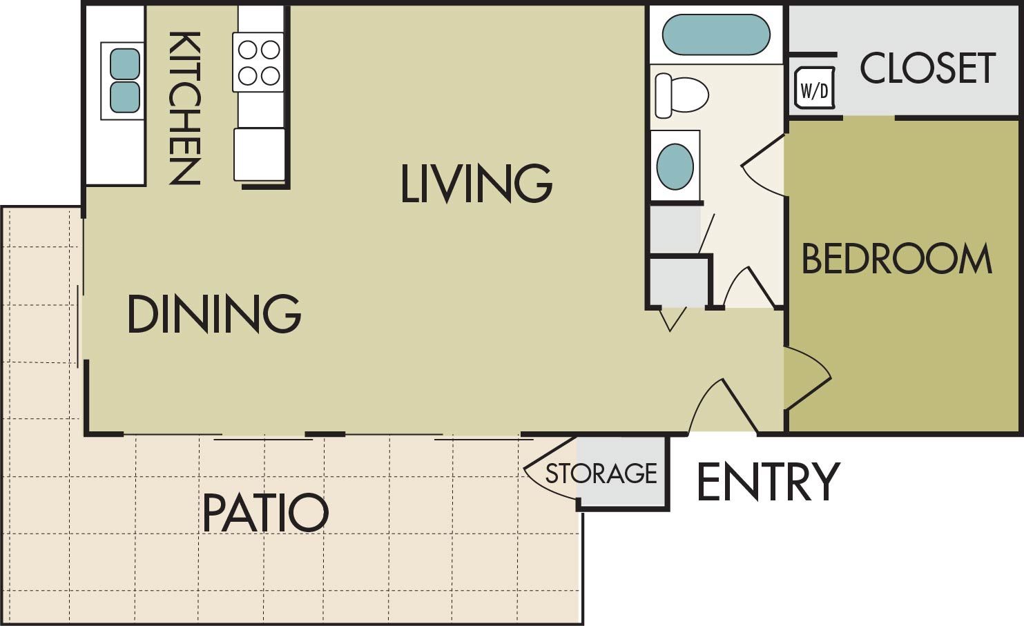 A floor plan of a house showing the living room , dining room , and bedroom.
