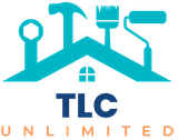 A logo for tlc unlimited with a house and tools on it