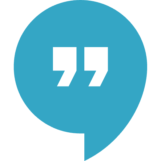 Google Chat icon: Blue speech bubble with white quotation marks.