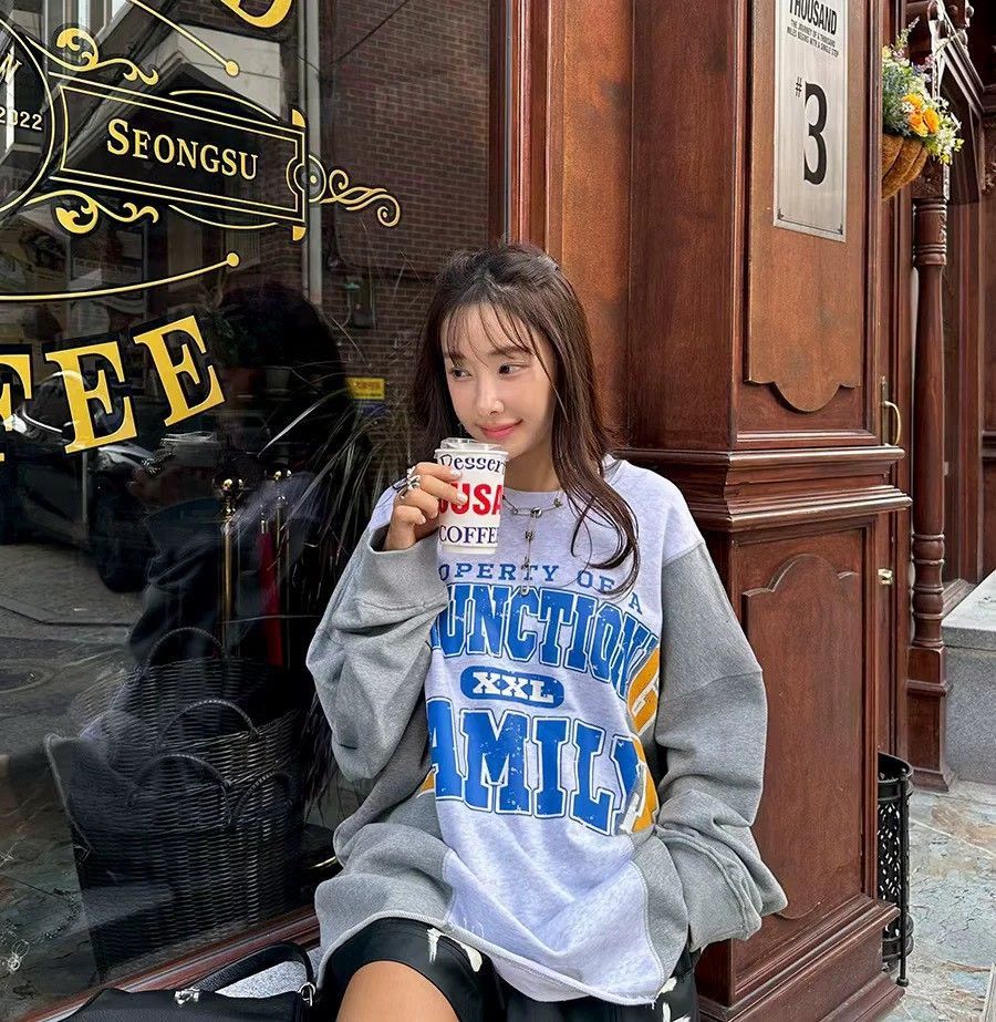 拚色棉線休閒大T