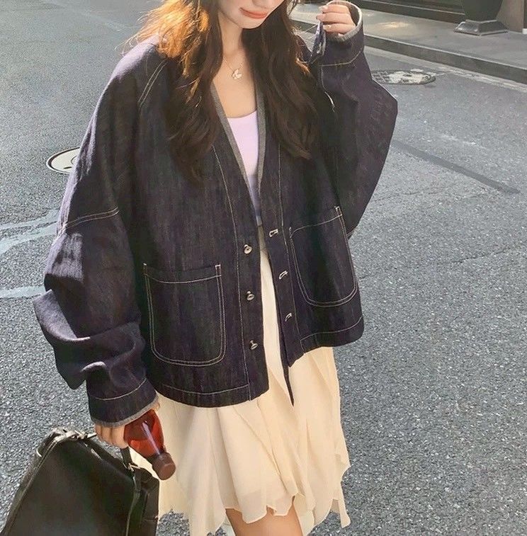 牛仔和服式寬版外套