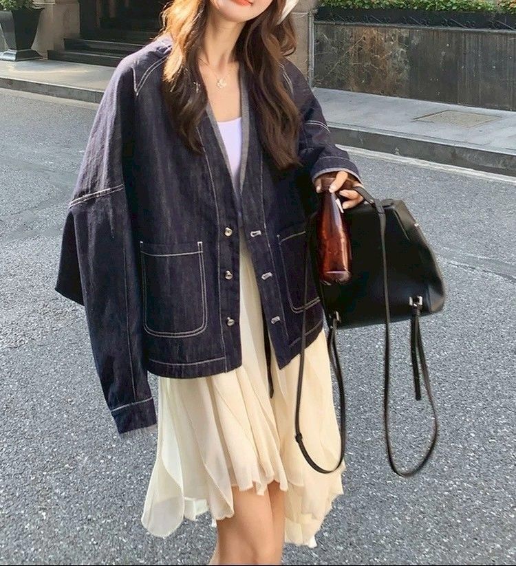 牛仔和服式寬版外套