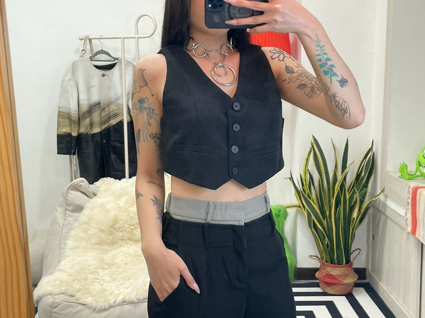 泰國設計款馬甲背心兩件式套裝