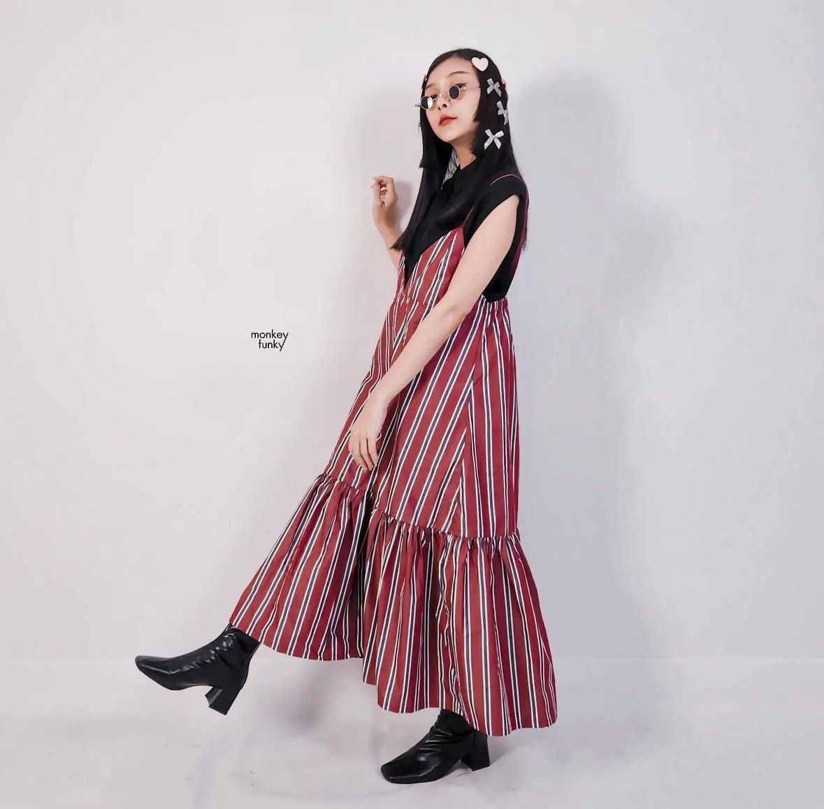 MF蛋糕裙襬細肩洋裝