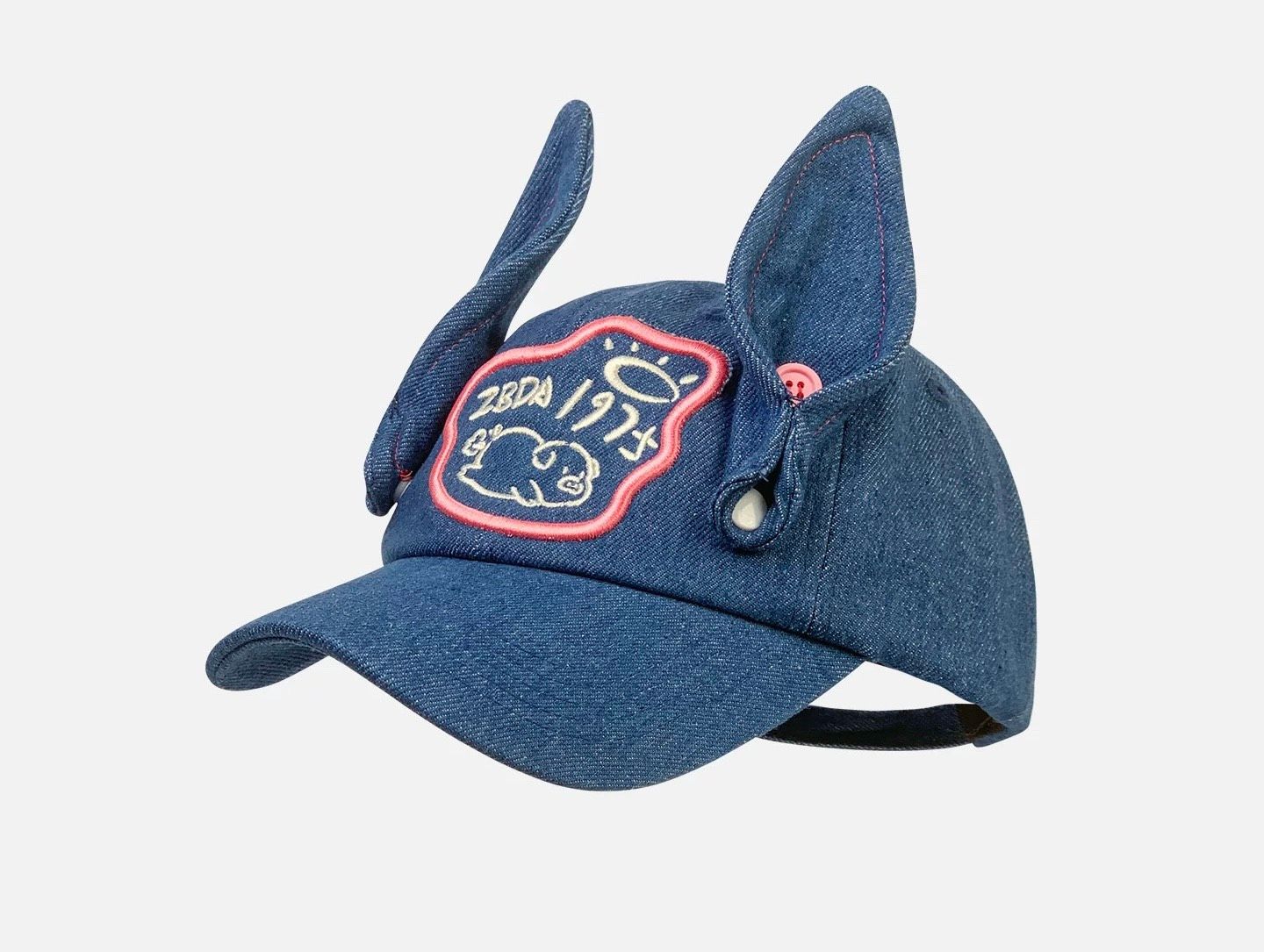 刺繡小豬立體耳朵造型帽