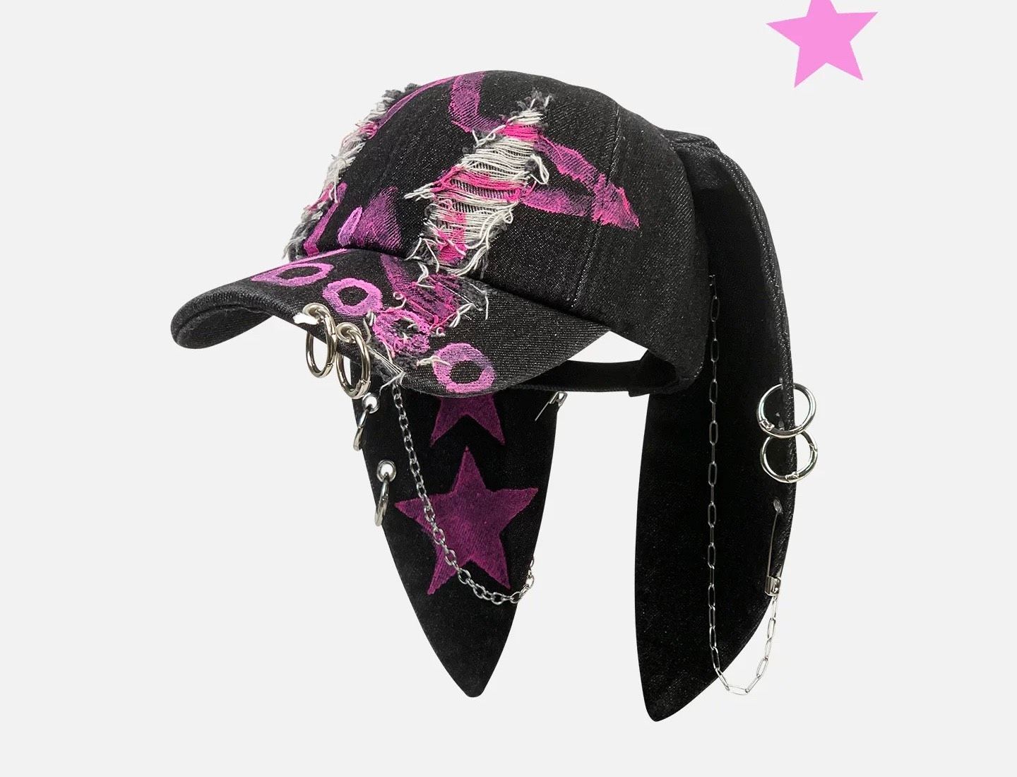 手繪星星造型兔耳帽