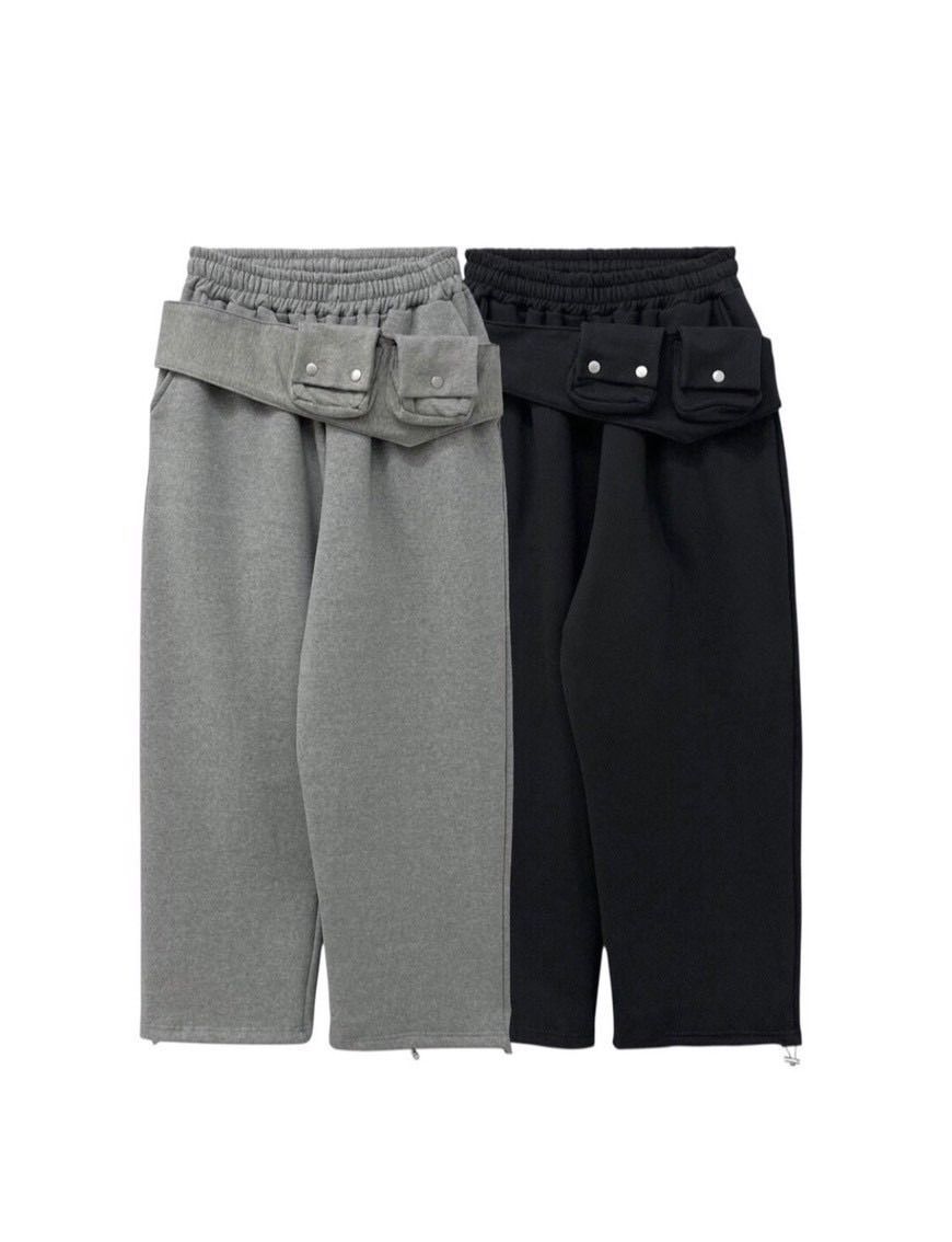 棉質縮口休閒褲附腰帶