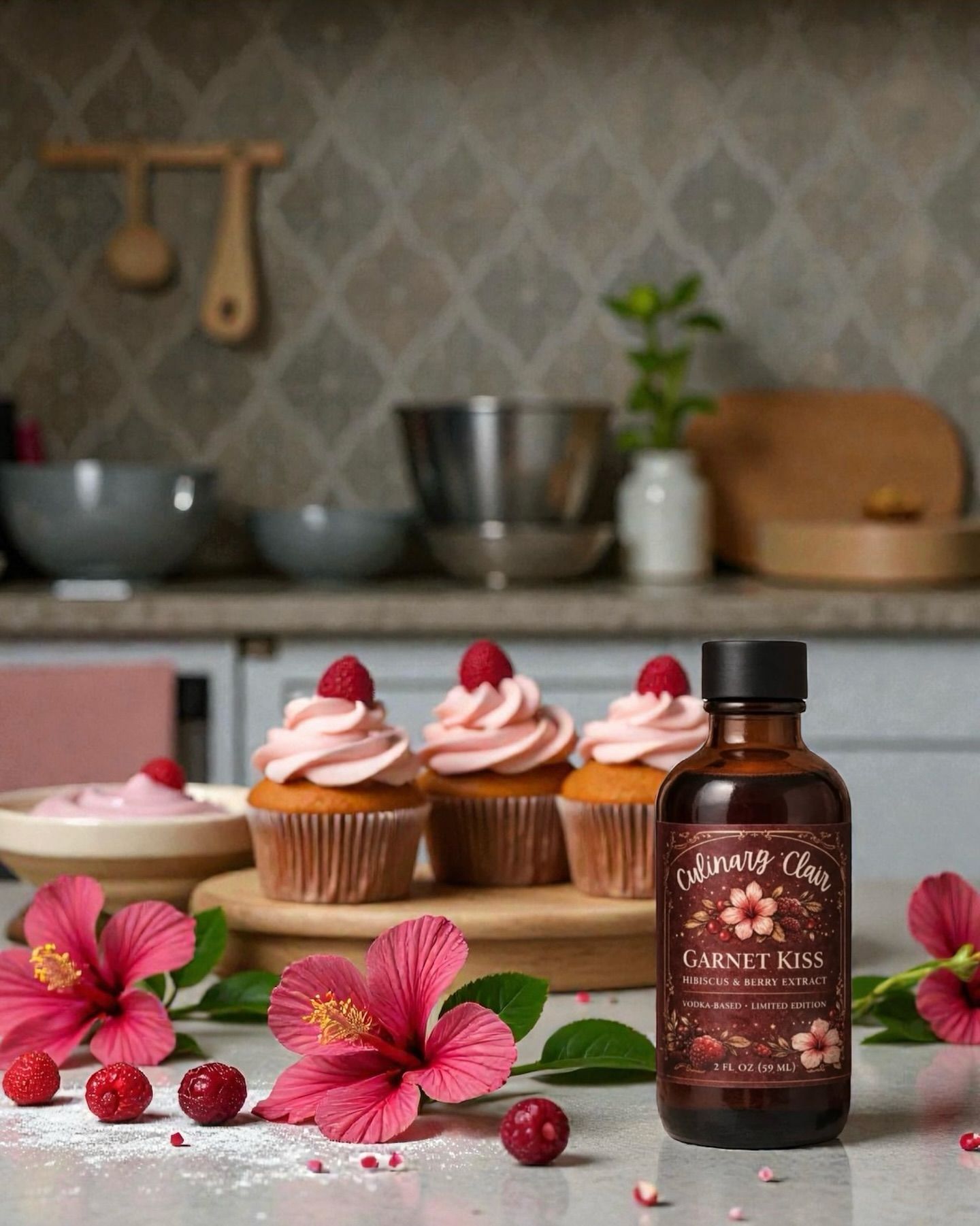 Cupcakes with pink frosting.