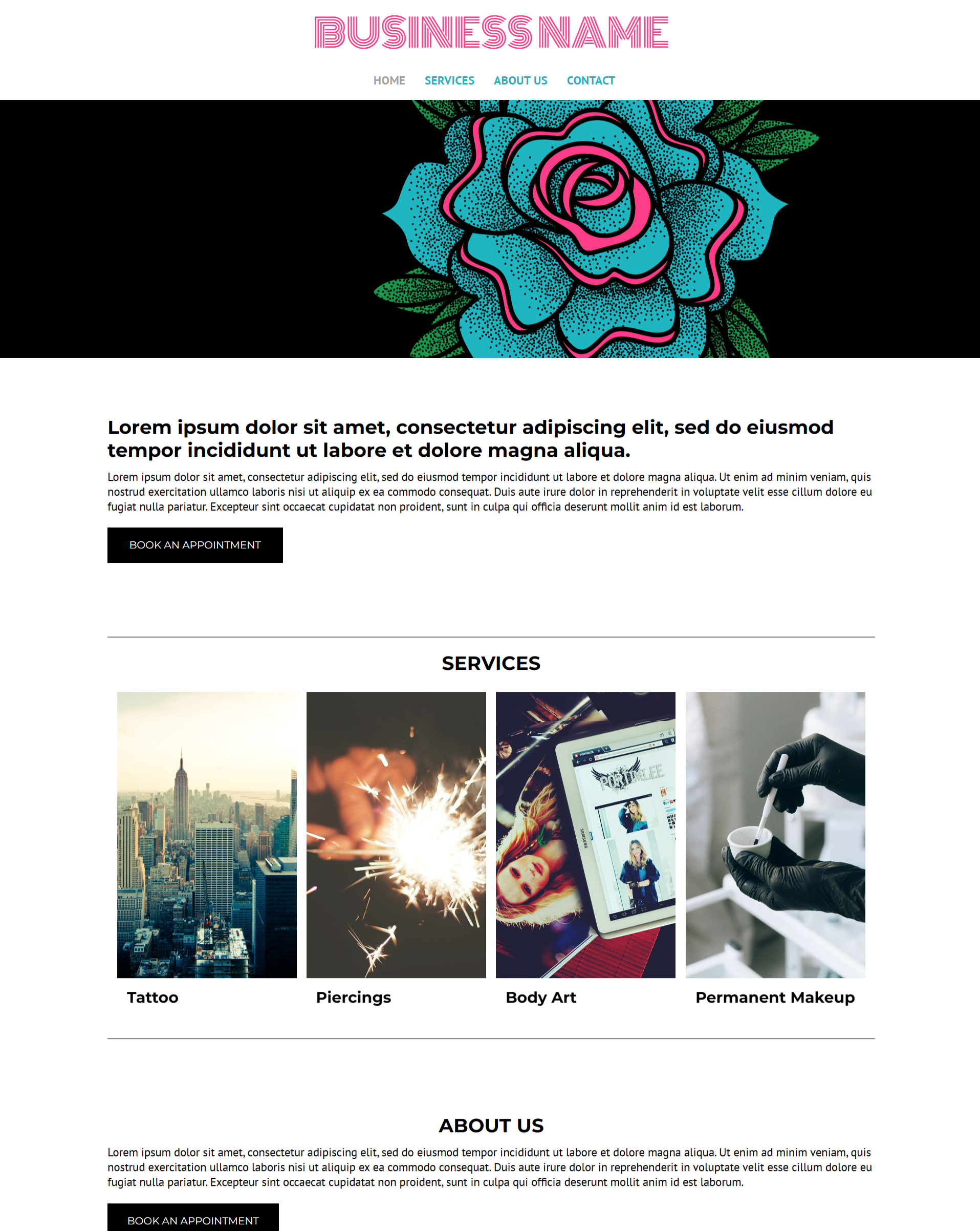 Tattoo studio website templates